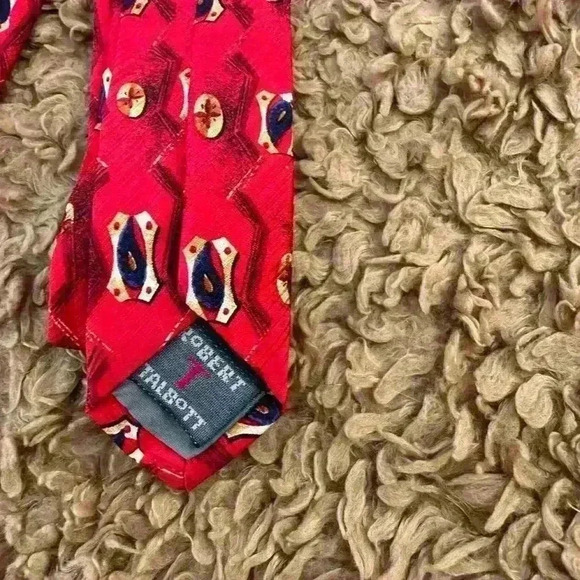 Robert Talbott for Nordstrom Silk Tie Red Dog Print | Men’s Neckwear USA Made - Picture 4 of 6